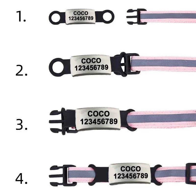 Reflective Pet Collar with Custom Engraved ID Tag | For Dogs & Cats